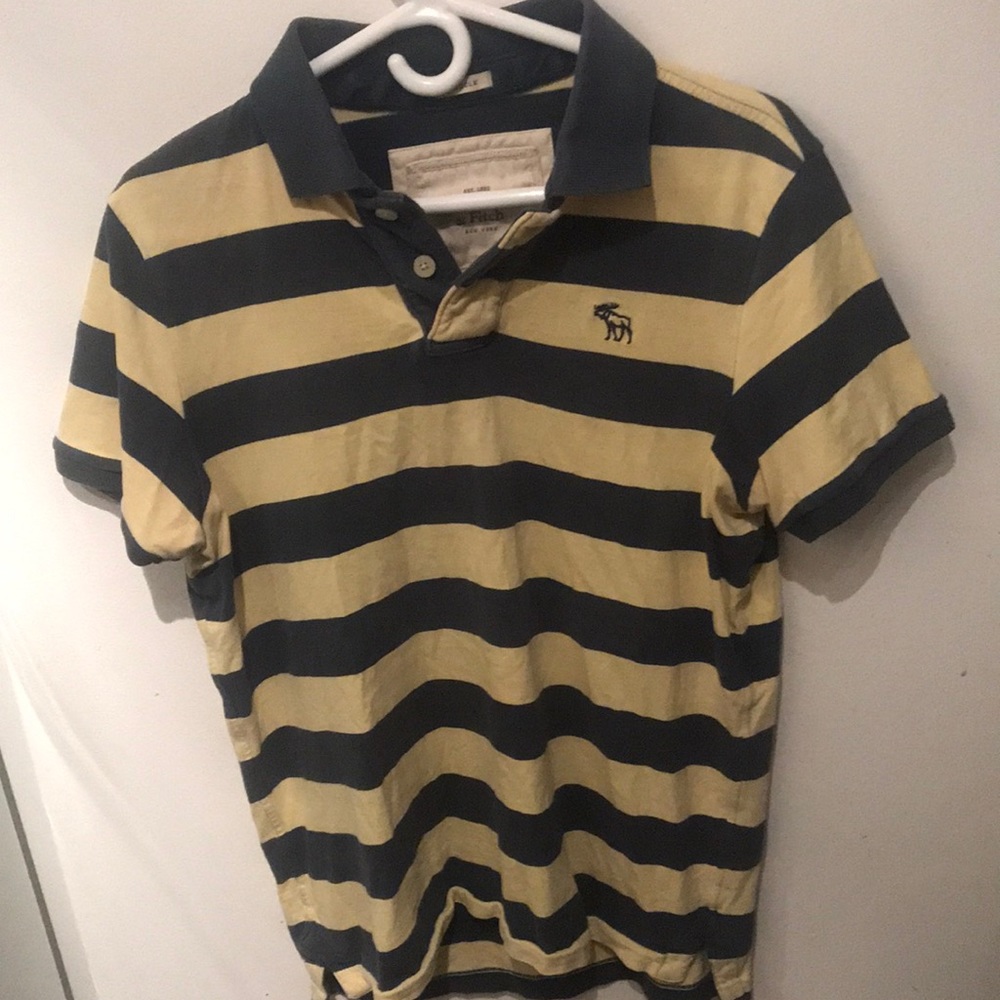 Fabulous Blue and Yellow Abercrombie and Fitch Ultra Soft Muscle Polo Shirt